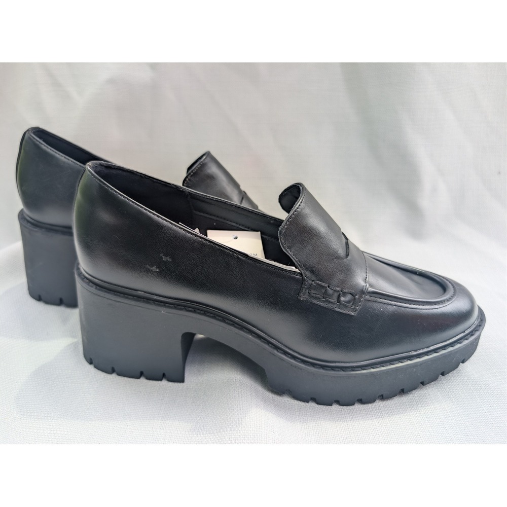 Universal Thread Platform Penny Loafer Womens 11 Black Faux Leather Grunge